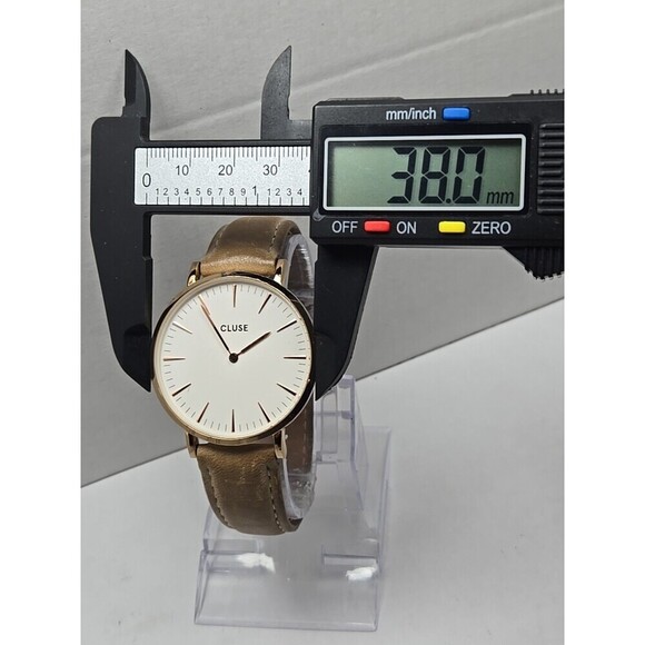 Cluse La Boheme Womens Quartz Watch 38mm Gold Beige Strap Minimalist New Battery - Picture 4 of 14